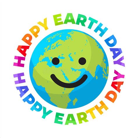 Happy Earth Day Poster Bright Greeting Text Written Around Smiling