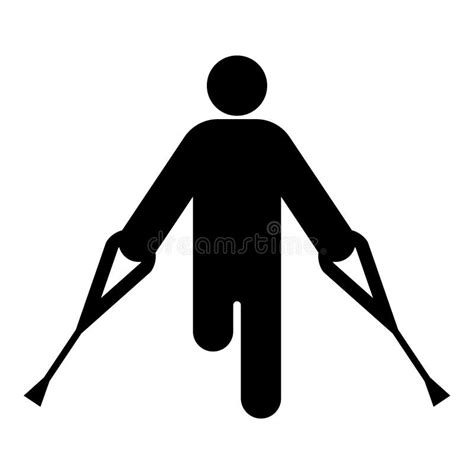 Man With Broken Leg Crutch Cane Gypsum Foot Stick Using Sticks Person