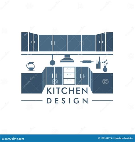 Cabinet Furniture Kitchen Set Interior Graphic Vector Logo Design Stock