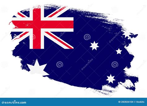 national flag of australia on grunge stroke brush textured white background stock illustration