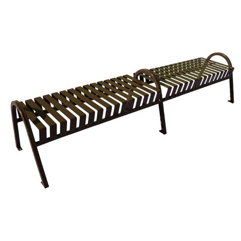 Witt Backless Outdoor Bench Brown Steel 8 Feet Curved With Center