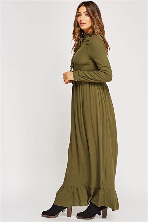 High Neck Ruched Waist Maxi Dress Just 7