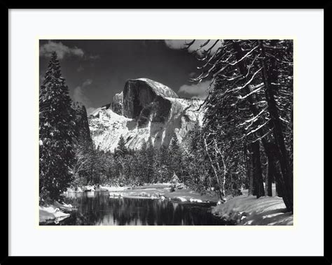 Amazon Com Ansel Adams Half Dome Winter Merced River Yosemite National Park Framed Art