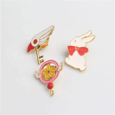 Anime Cartoon Sailor Moon Brooch Cute Enamel Rabbit Key Usagi Tsukino