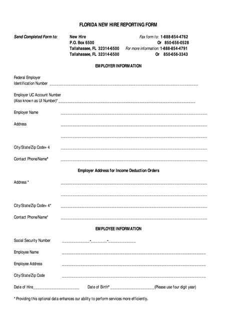 Florida New Hire Reporting Form Pdf Fill And Sign Printable Template