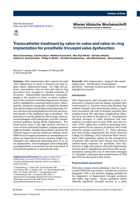 Pdf Transcatheter Treatment By Valve In Valve And Valve In Ring