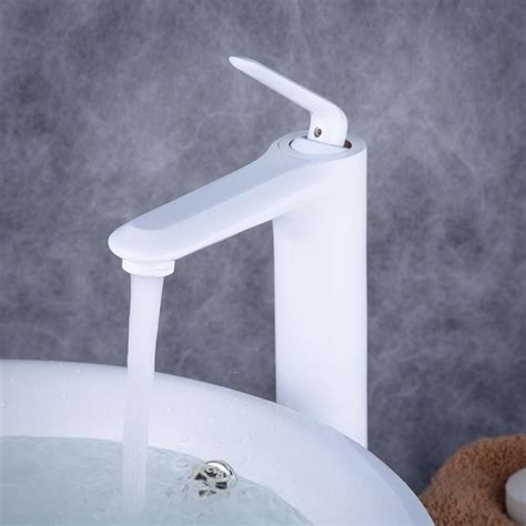 Matte White Bathroom Sink Faucet Single Lever Mixer Tap