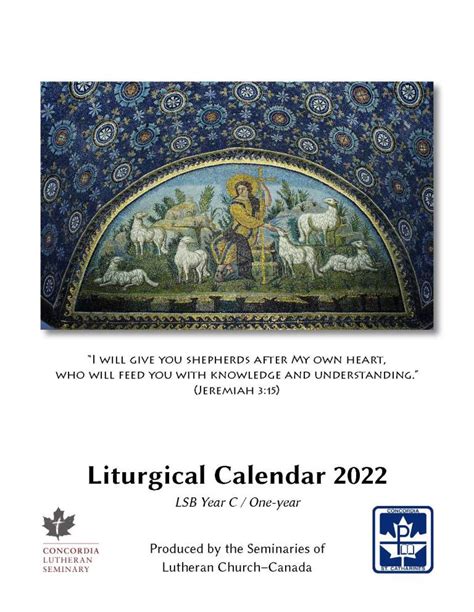 Liturgical Calendar 2022 Concordia Lutheran Theological Seminary