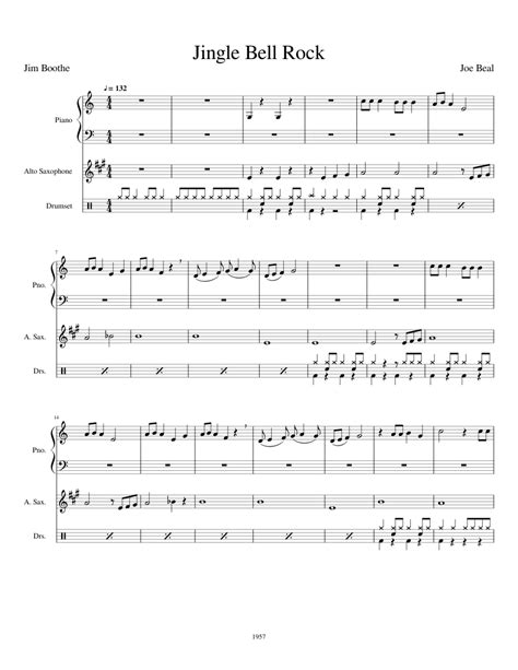 Jingle Bell Rock Sheet Music For Piano Alto Saxophone Percussion