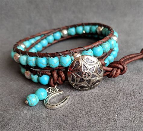 western jewelry western bead bracelet southwestern turquoise beaded wrap womens bracelet