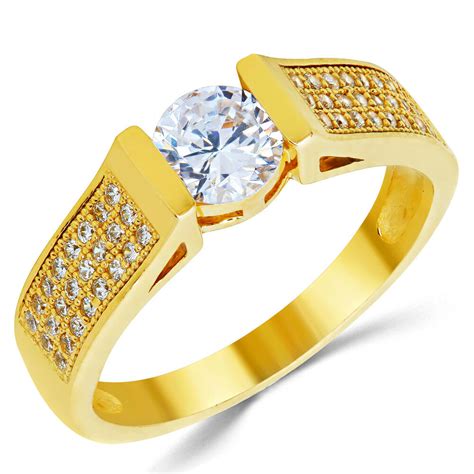 Therealreal.com has been visited by 10k+ users in the past month 14K Solid Yellow Gold CZ Cubic Zirconia Solitaire ...