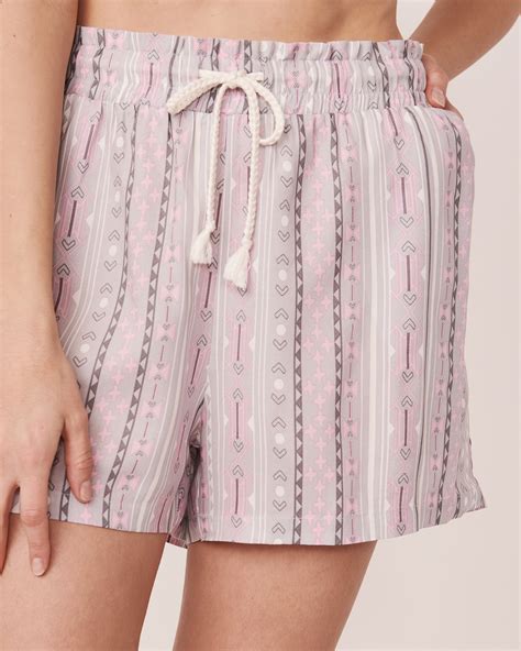 Shorts With Tassel Drawstring Vertical Aztec Print La Vie En Rose