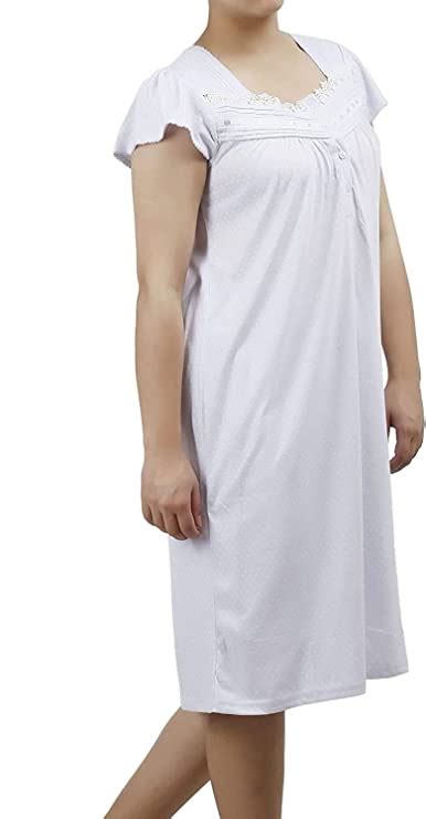 Ezi Womens Short Sleeve Cotton Rich Lingerie Nightgown At Amazon Women