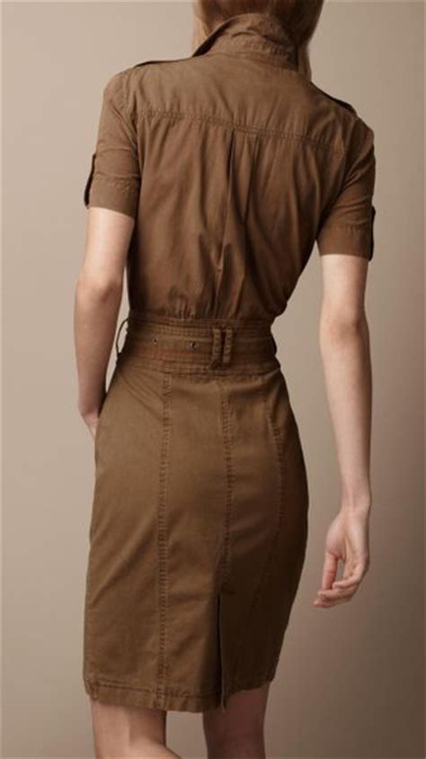 Burberry Brit Belted Cotton Shirt Dress In Brown Khaki Green Lyst