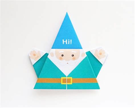Printable Diy Origami Gnome Card Hi Etsy Australia Diy Origami Diy