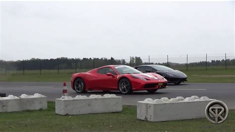 Drag Race Ferrari 458 Speciale Aperta Vs Lamborghini Huracan Youtube