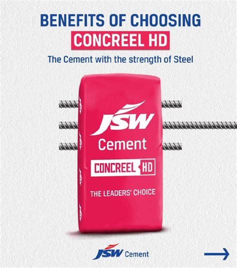 Jsw Concreel Hd Cement At Rs 380bag Construction Cement In Kolkata