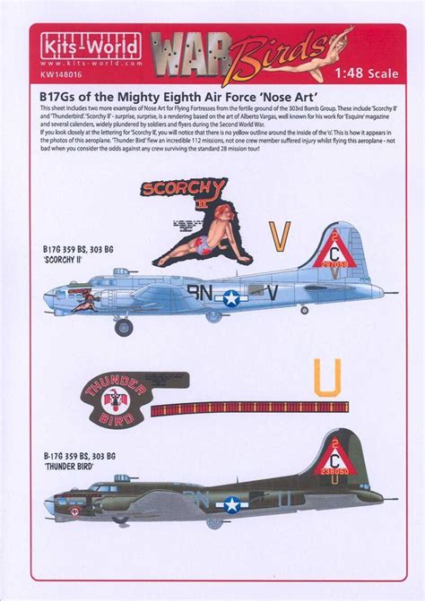 Kits World Decals 148 B 17g Flying Fortress Nose Art Scorchy Ii