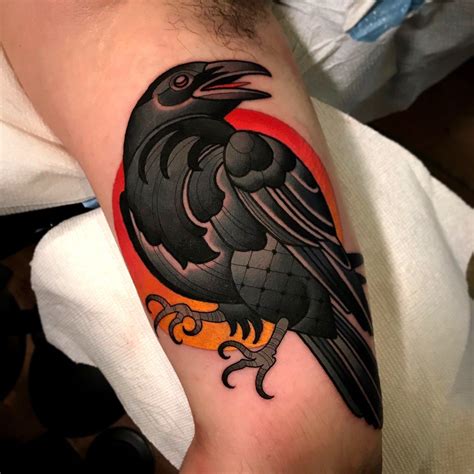 Incredible Raven Tattoo By Dave Wah