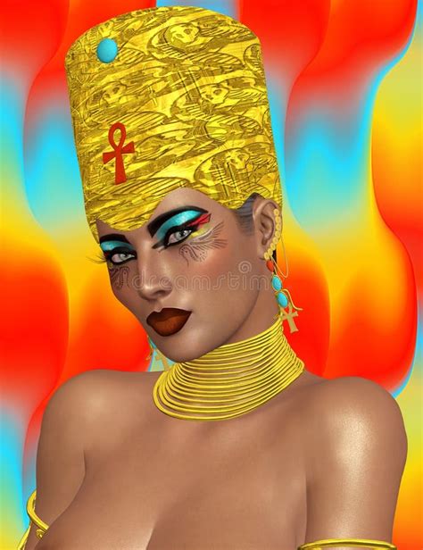 egyptian woman pharaoh with black panther modern digital art fantasy stock illustration