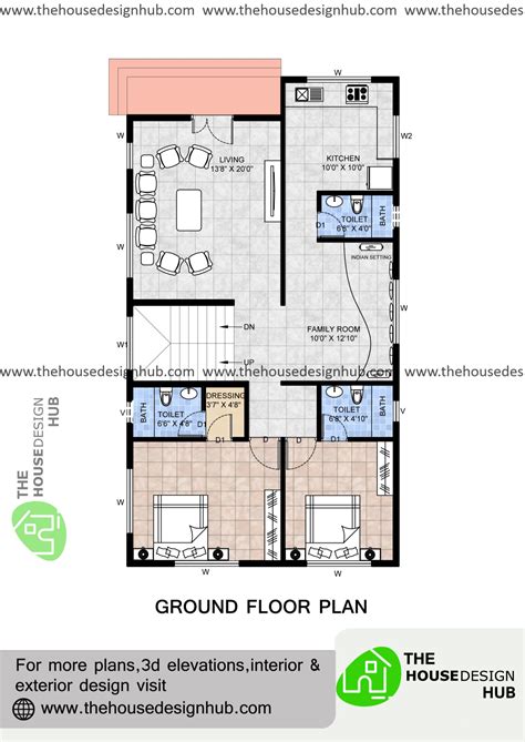 Spacious 2 Bhk Floor Plan With Staircase Under 1100 Sq Ft Bungalow
