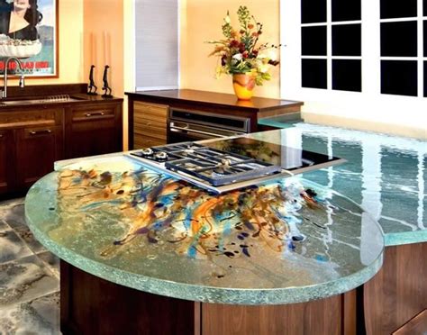 But whatever you do, cover the lower cabinets with plastic because when it gets poured, it will drip down off the sides. paint embedded resin countertops | art | Pinterest