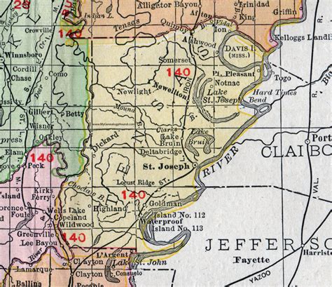 Tensas Parish Louisiana 1911 Map Rand Mcnally St Joseph