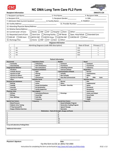 Nc Dma Long Term Care Fl2 Form Printable Printable Forms Free Online