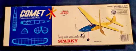 Comet Sparky Flying Balsa Wood Scale Model Airplane Kit 3408 Complete
