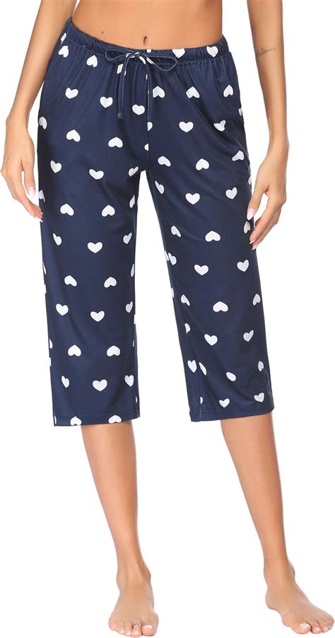 Ekouaer Womens Pajama Pants Comfy Lounge Capri Drawstring Pj Bottoms With Pockets