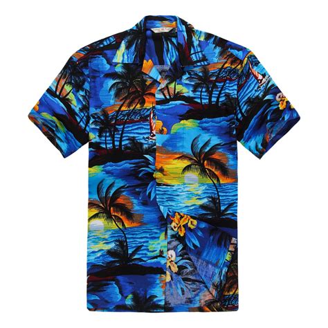 Men S Hawaiian Shirt Aloha Shirt 2XL Sunset Blue Walmart Com