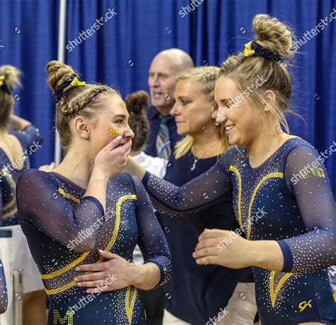 Michigan Womens Gymnastics Team Celebrates Their Editorial Stock Photo