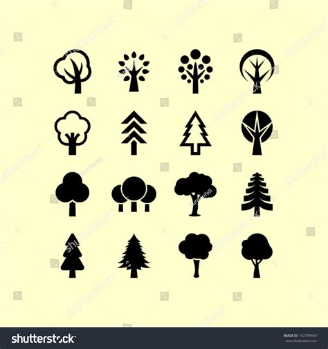 Tree Symbols Stock Vector Illustration 142799569 Shutterstock