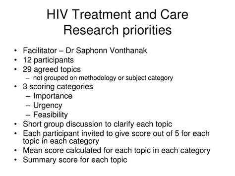 Ppt Hiv Treatment And Care Research Priorities Powerpoint Presentation Id5688761