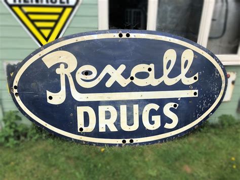 Original Enamel 1950s Rexall Drugs Neon Sign The Old