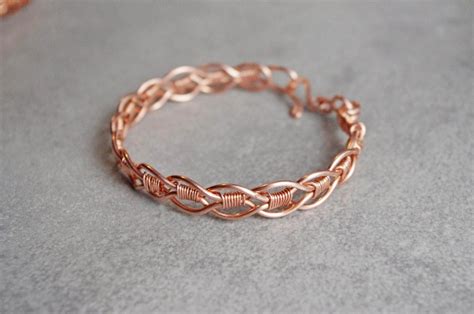 Pure Copper Bracelet Wire Wrapped Cuff Bracelet Double Wave Etsy