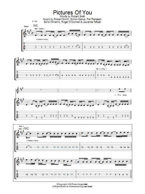 Pictures Of You Sheet Music The Cure Guitar Tab