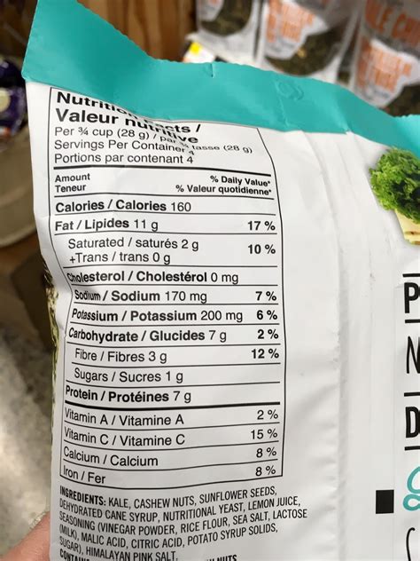 Kale Chips Nutrition Label Labels Information List My Xxx Hot Girl