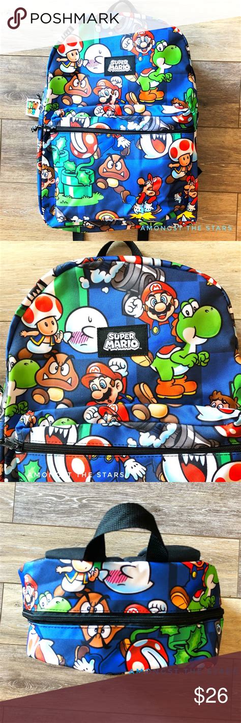 Nintendo Super Mario Yoshi Toad Print Backpack Mario Yoshi Super