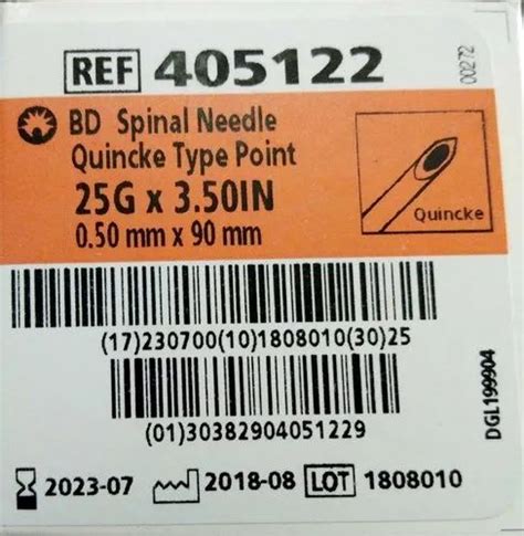 Spinal Needle Quincke Type Point 25g At Rs 1450box Syringe And