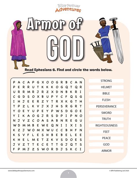 Armor Of God Word Search Bible Pathway Adventures