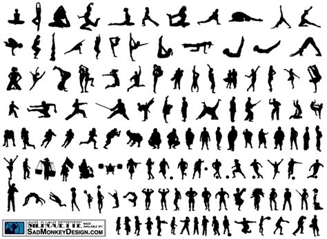 Vector Set People Working Out And Sports Silhouettes Vector Graphics