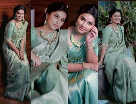 Sneha Prasanna Stuns In Mint Green Silk Saree For Junior Superstars