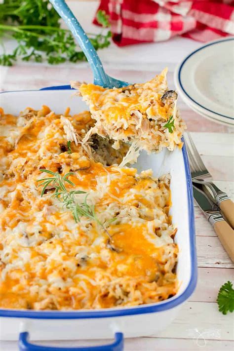 Pile ingredients into a dish, and bake until done! Leftover Cheesy Turkey Casserole - Jas' Kickasserole