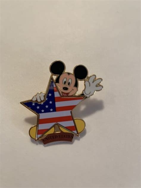 disney mickey mouse holding united states america star flag series pin ebay