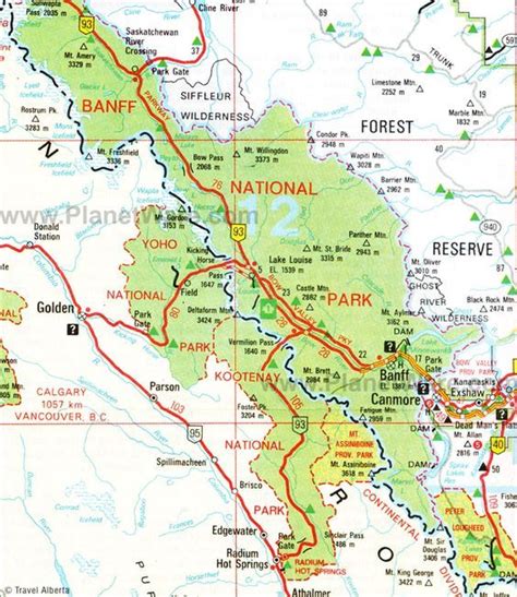 Map Of Banff National Park Some Attractions Within Map Of Banff