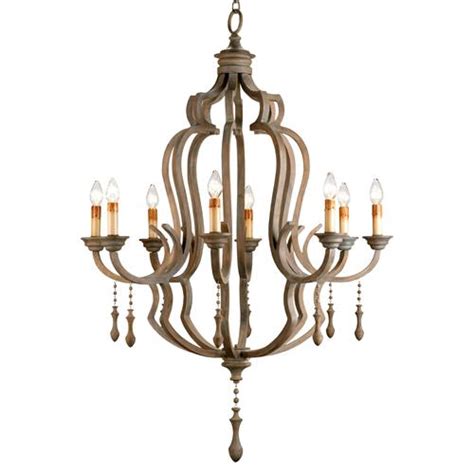 Normandy Large French Wood 8 Light Washed Grey Chandelier Kathy Kuo Home