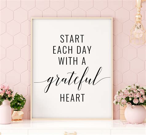 Start Each Day With A Grateful Heart Printable Art Etsy