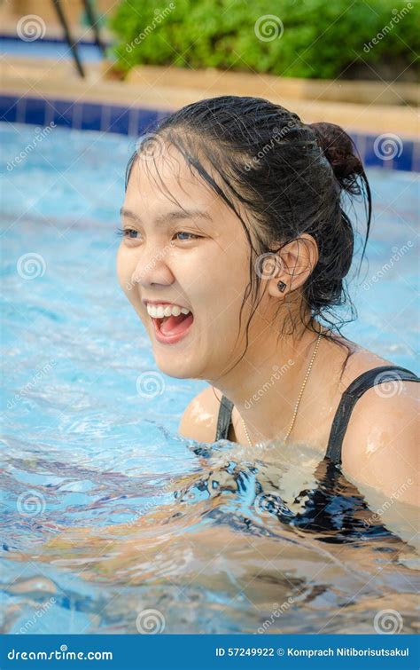 Thai Teen Girl In A Swimming Pool Royalty Free Stock Image 57249922