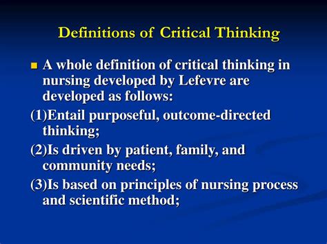 PPT - Critical Thinking and Decision-making in Nursing PowerPoint ...
